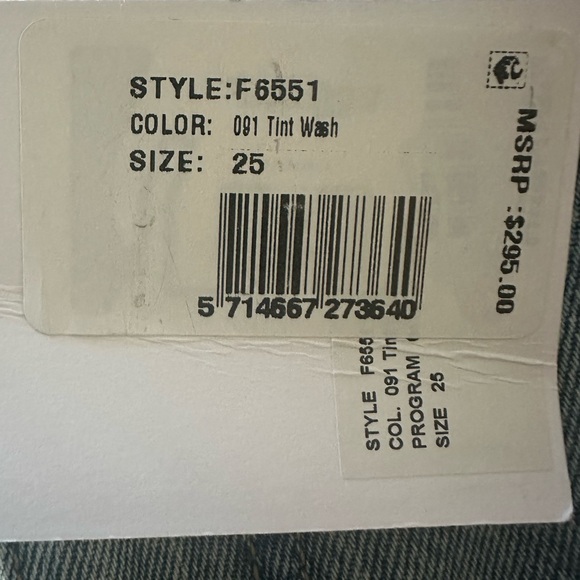 Ganni Swigy Style 6551 Classic Blue Denim Jeans, Tint Wash, Size 25, NWT - Picture 10 of 13